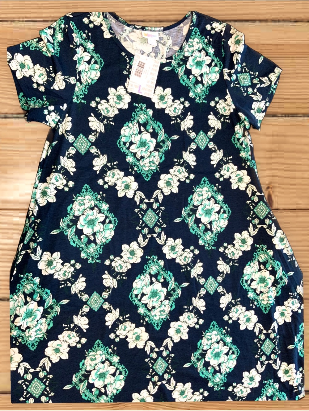 LuLaRoe Navy Floral Print Casual A-Line Dress